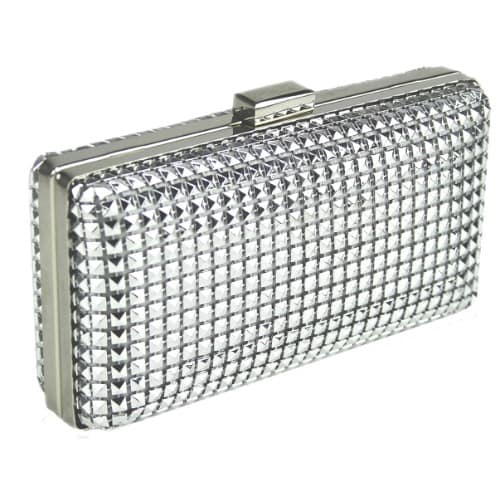Silver Hard Case Evening Clutch