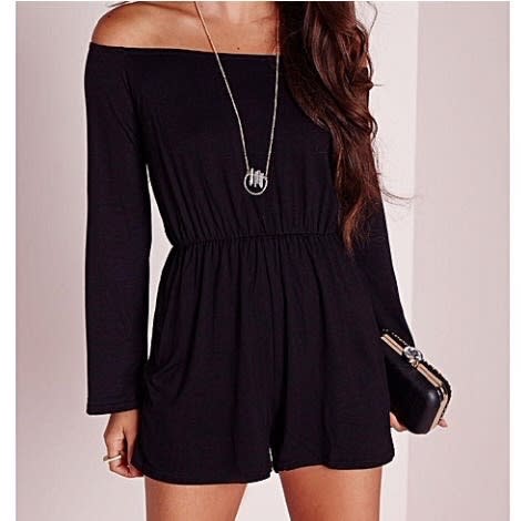 Evie Black Off Shoulder Playsuit