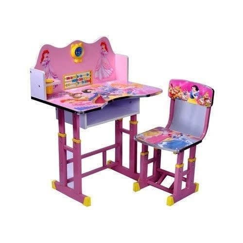 Cartoon Character Study Table And Chair For Kids - Pink