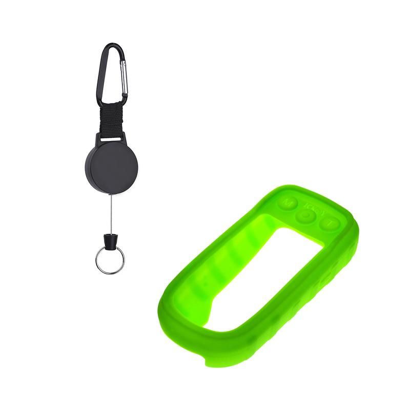 Silicone Protect Case Cover Skin + Retractable Stainless Cable Holder for Garmin Alpha100 Alpha 100
