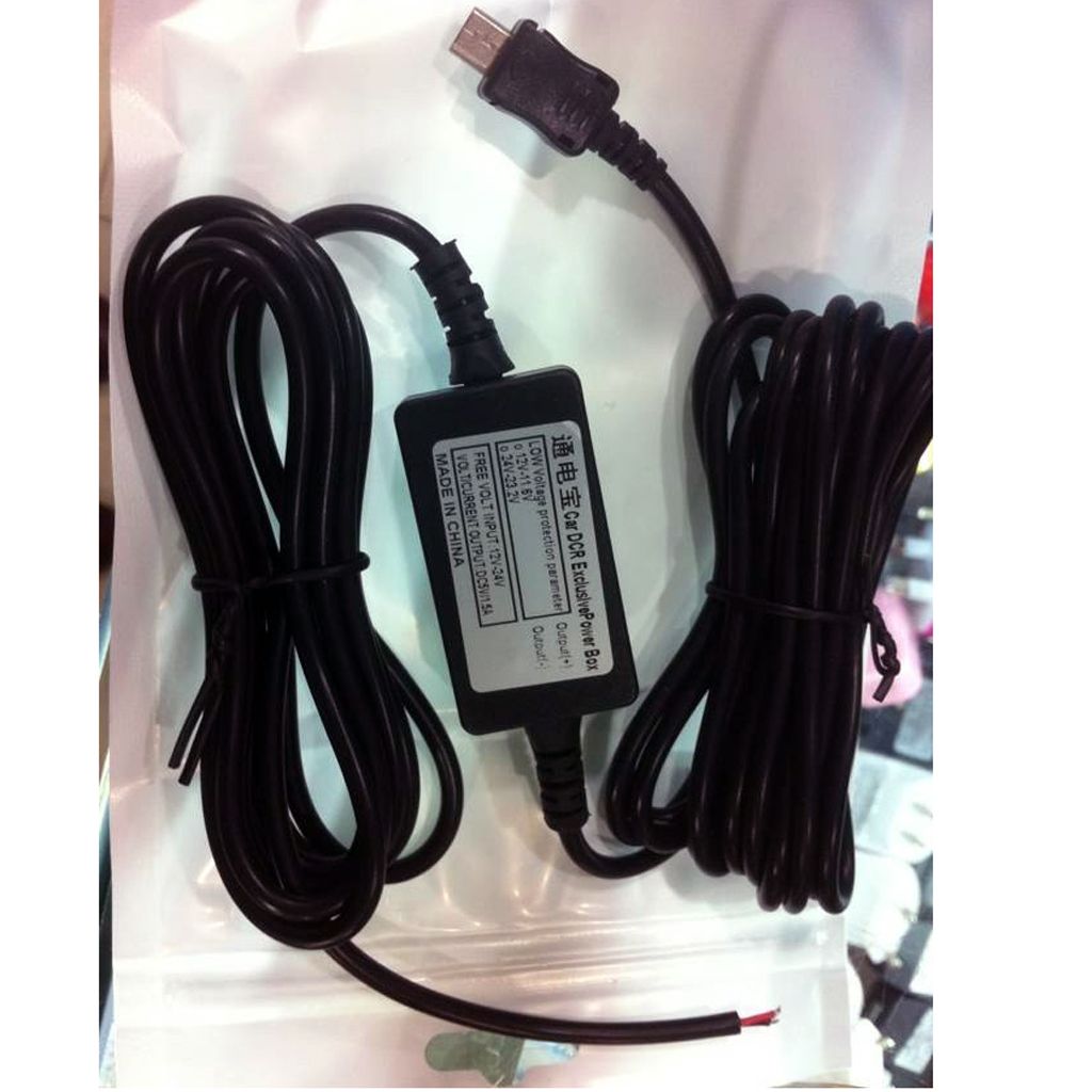12v To 5v USB Car Charger Power Cord Adapter Cable For  Black