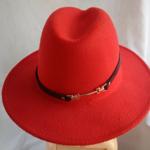 Suede Fedora Hat For Men And Women - Red