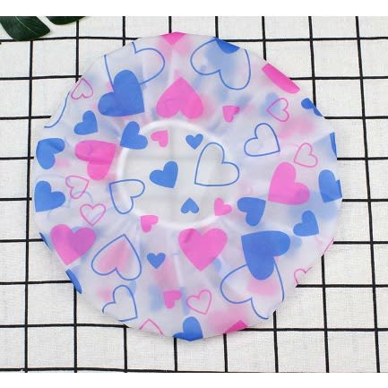 Waterproof Shower Cap Bonnet With Hearts Design - Pink