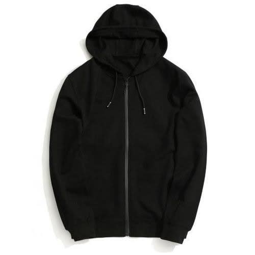 Plain Black Hooded Jacket