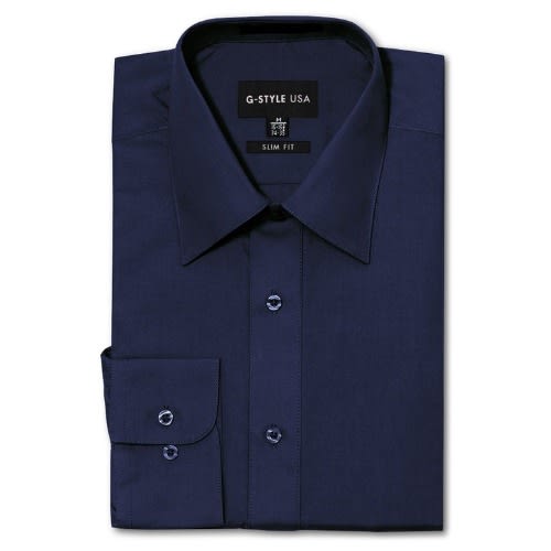 Men's Formal Dress Shirt  - Navy Blue