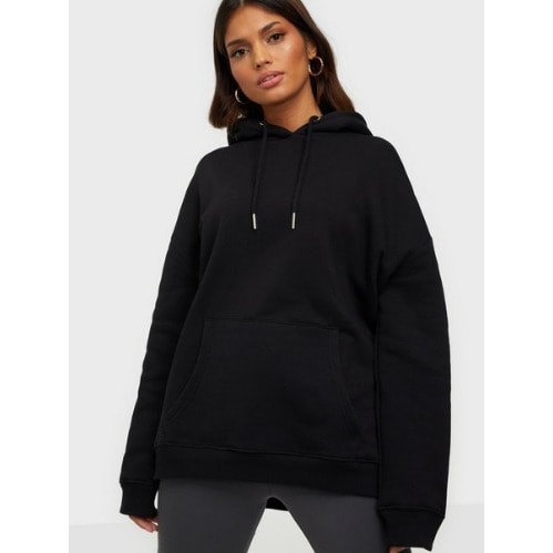 Women's Black Oversize Plain Hoody Sweatshirt