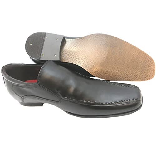 Men's Leather Slip Ons - Black