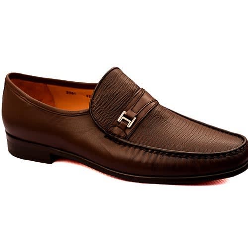 Plain And Patterned Calfskin Brown Nappa Shoe