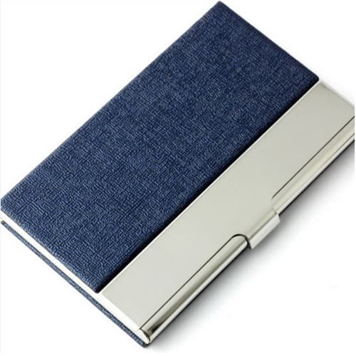 Executive Stainless Steel Business Card Holder Name & Credit Card Case Wallet - Blue