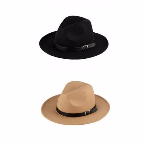 2 Pcs Fedora  Belted Hat - Multicolour