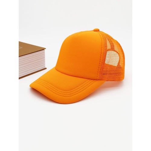 Plain Trucker Face Cap  - Orange