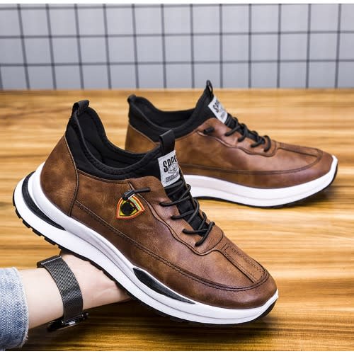 Men Leather Rugged Sneakers - Brown