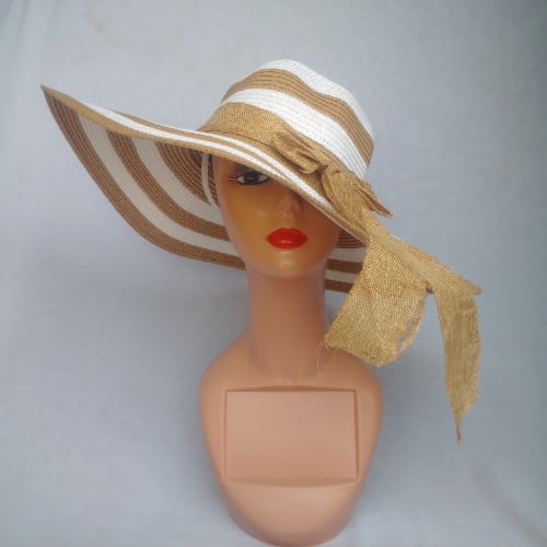 Rainbow Beach Hat For Women - White And Brown