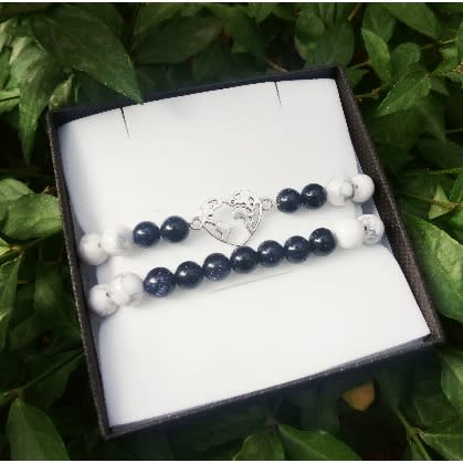 Haematite Beaded Gemstone Bracelet Set With Sandstones