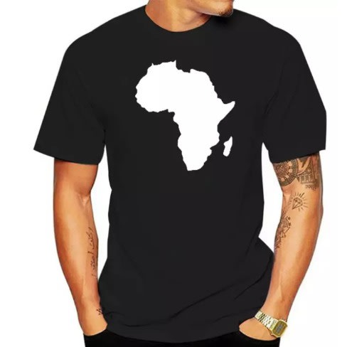 Map Print T-Shirts- Black