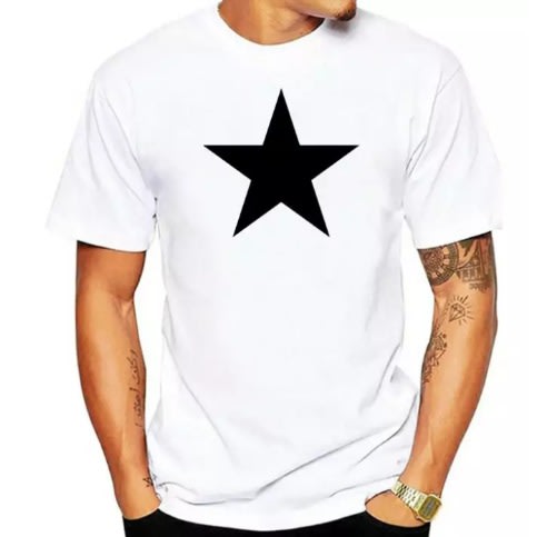 Star Print T-Shirts - White