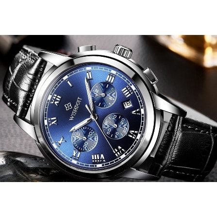 WISHDOIT - Men's Stainless Steel Sports Chronograph Watch