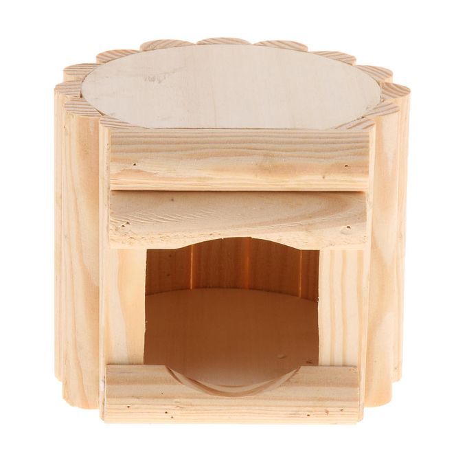 Small Wooden Hamster House Single Layer Hamster Cage Home Villa  Round