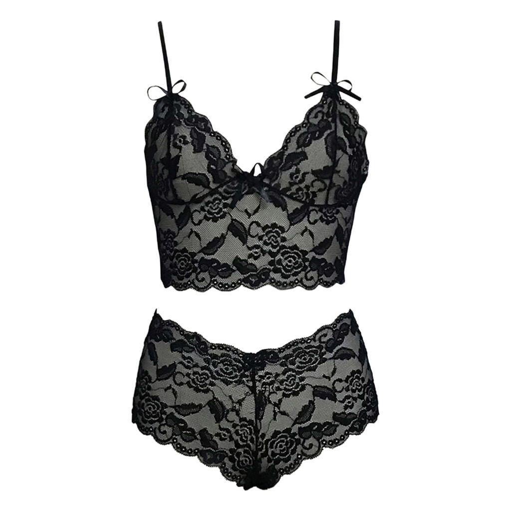 Panties Set Strappy Pajamas Printed  Bralette