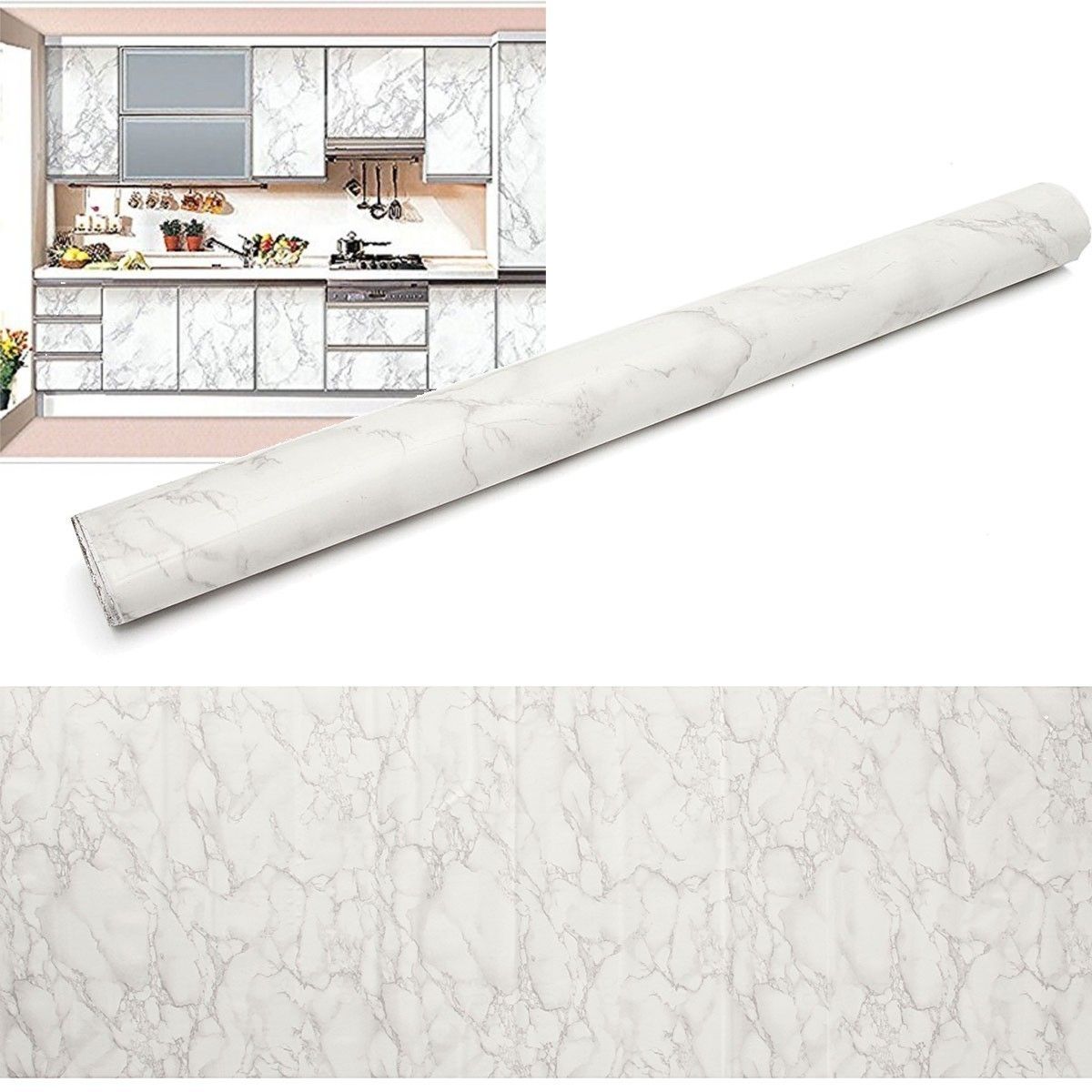 Gray Marble Decal PVC Contact Paper Peel Wall Sticker Home Decoration 79x24 289131 Color-0
