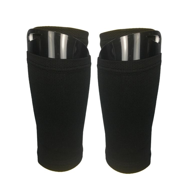Sports Football Shin Pads + Socks, Color: Black (S)