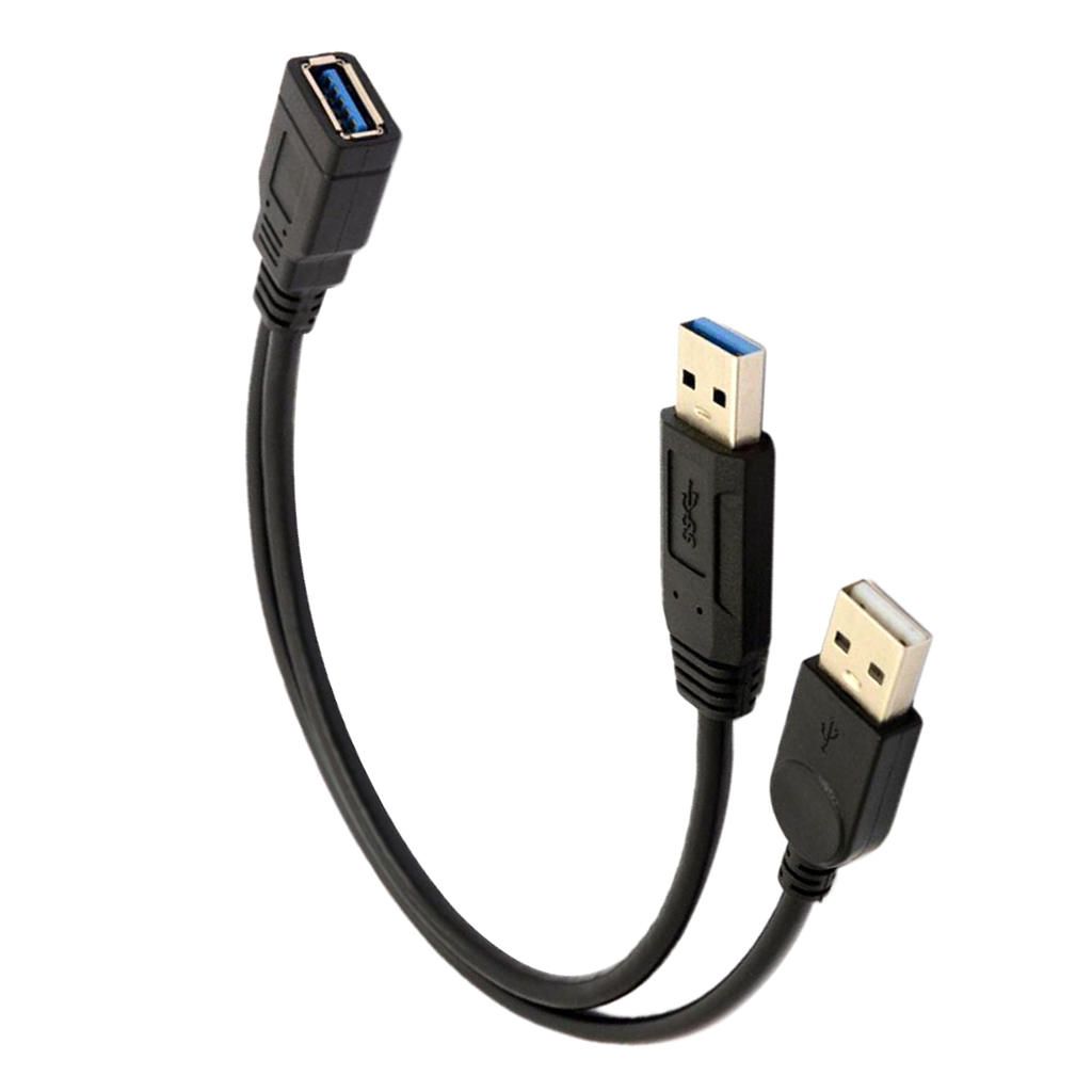 Black USB 3.0 Female To Male Extension Usb Cable Y