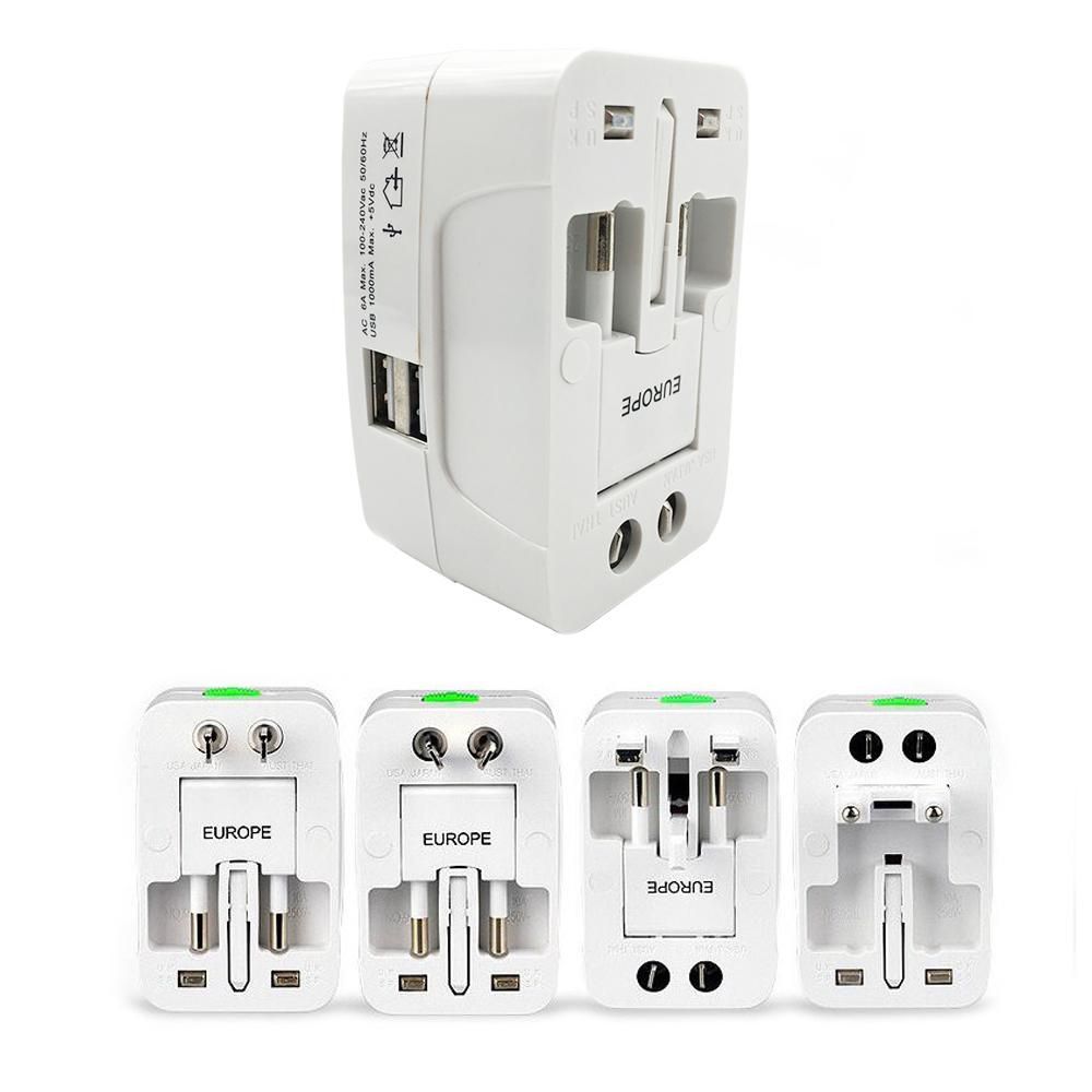 All-In-One Universal World Wide Travelling AC Adapter Plug (AU/UK/US/EU) International Power Charger Electric USB Power Plug Socket Adaptor Converter,(1 Pack, White)