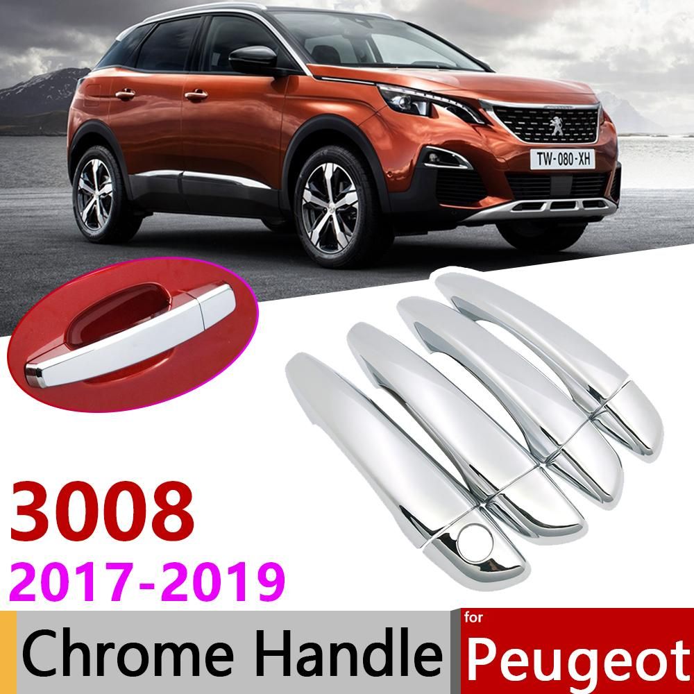 for Peugeot 3008 MK2 2017~ Luxuriou Chrome Exterior Door Handle Cover Car Accessories Stickers Trim Set 2nd Gen 2018