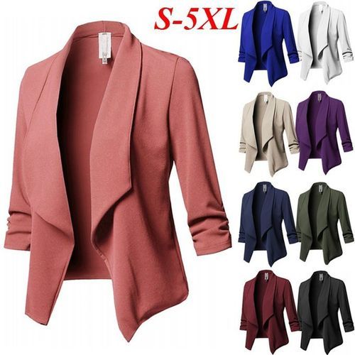 Women Coat Jacket Ladies Zipper Blazers Motorcycle Leather Cotton Suit