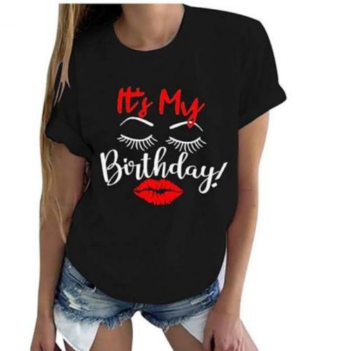 Quality Birthday Ladies Round Neck Polo Printed T-Shirt