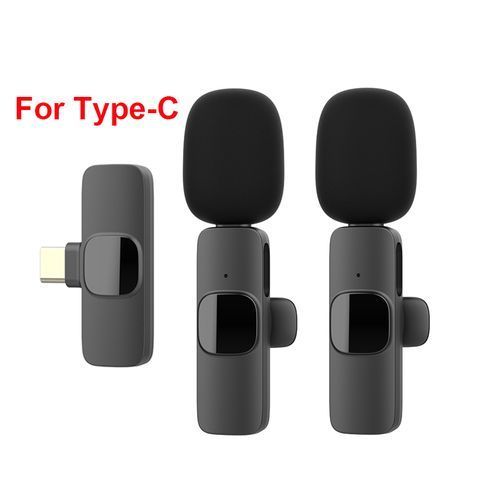 Wireless Lavalier Dual Microphone Audio Video Recording For Type C Phone Live Game Mobile Phone Camera