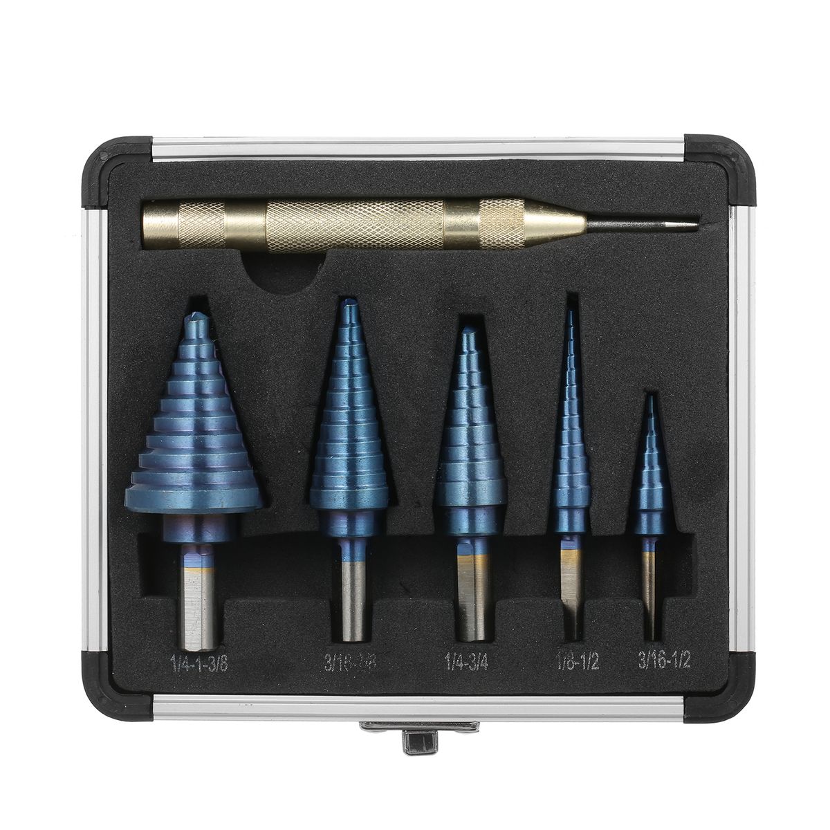 50 Sizes HSS Step Drill Bit Set With Automatic Center Punch