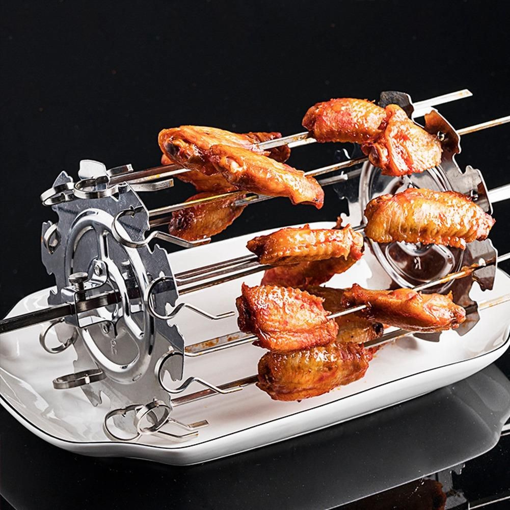 BBQ Steel Metal Roaster Rotisserie Skewers Needle Cage Oven