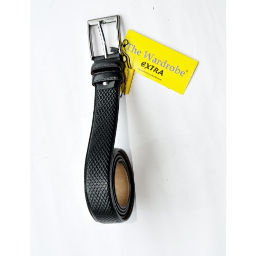 Perfectly Crafted Leather Checked Design Men Belt- Mb-9649- Size-110/44 Cm