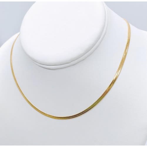 Non Tarnish Steel Gold Flat Chain Necklace For Men/women