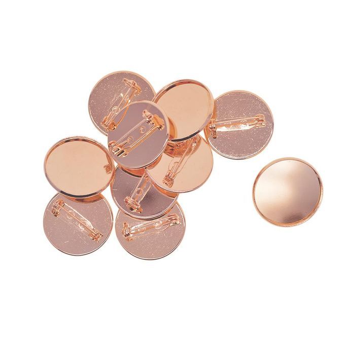 10Pcs DIY Findings Brooch Base Blanks Back Pins 25mm Cabochon Cameo