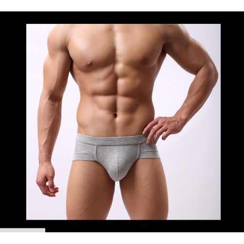 New Men‘s Solid Underwear Seamless Low Waist Briefs Short Pants Underwear(#Gray)