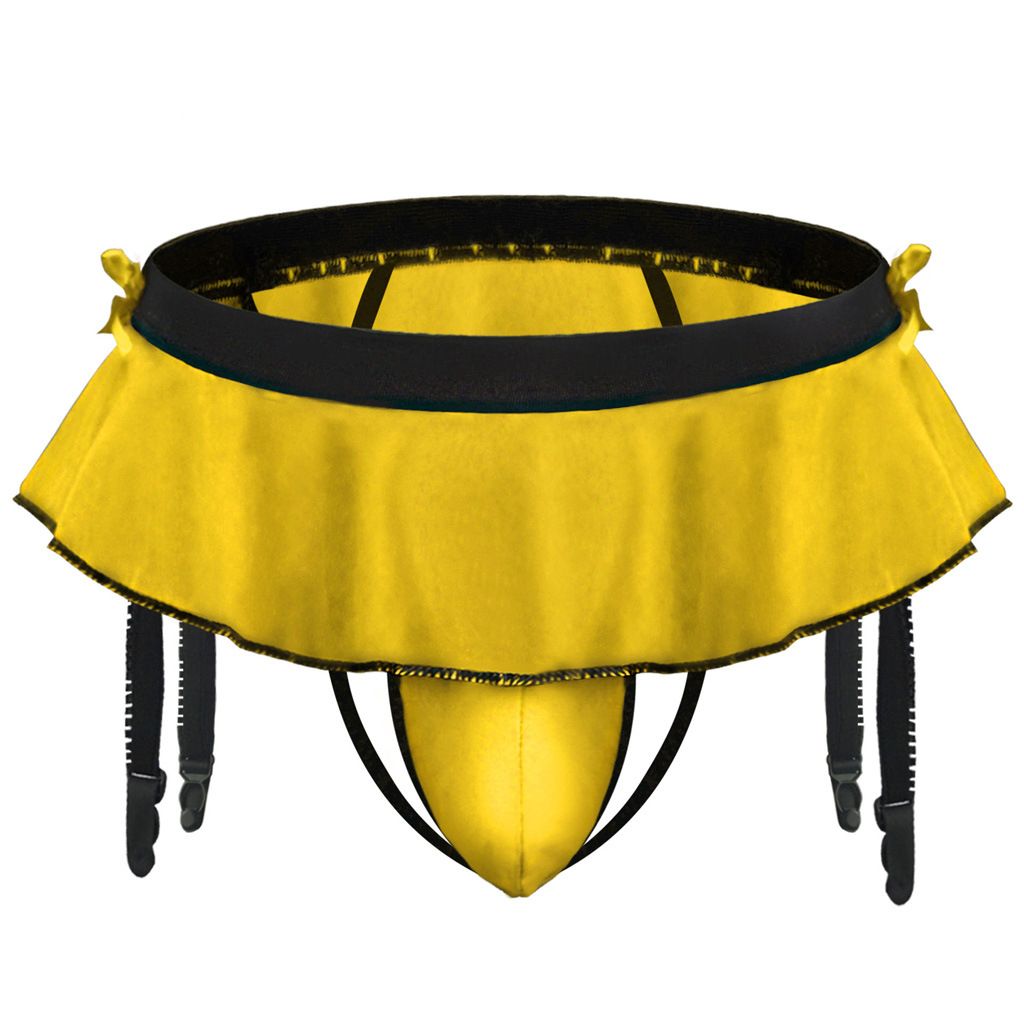 Yellow-Men Brief Garters Y S Ballet Suspender Sock Clip Underwears S Penis
