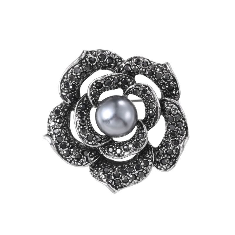 Elegant Flowery Rhinestone Brooch For Women