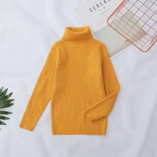 Turtleneck Kids Unisex Pullover - Yellow