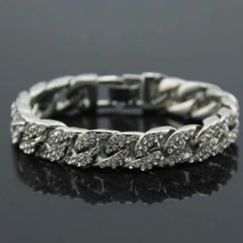 Cuban Iced Out Link Bracelet - Silver