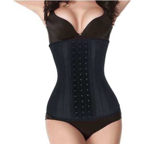 Quality Latex Waist Trainer & Tummy Trimmer with 3 Hooks & Steel Bone