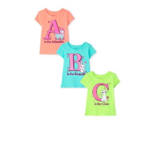 3 In 1 Girls Glitter Learning Letters Graphic Top