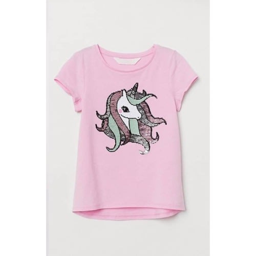 3d Glittery Girl Top- Pink