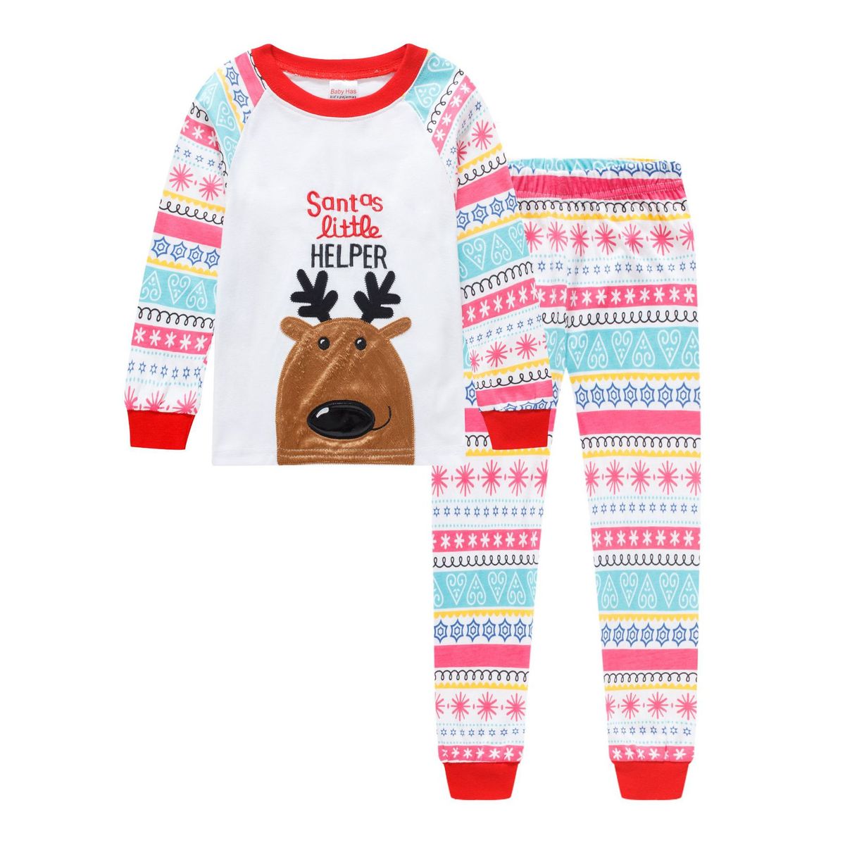 Christmas Santa Little Helper Pajamas Set- Pink