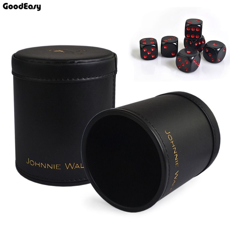 Johnnie Walker Leather Dice Cup Plastic With 6pcs Acrylic