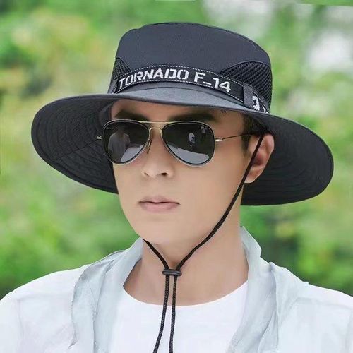 Summer Men's Bucket Hat Outdoor Mountaineering Shade Fishing Sun Hat Black