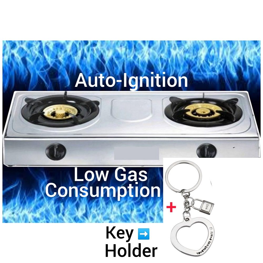 2 Burners Gas Economy- Auto Ignition Cooker+ Key Holder