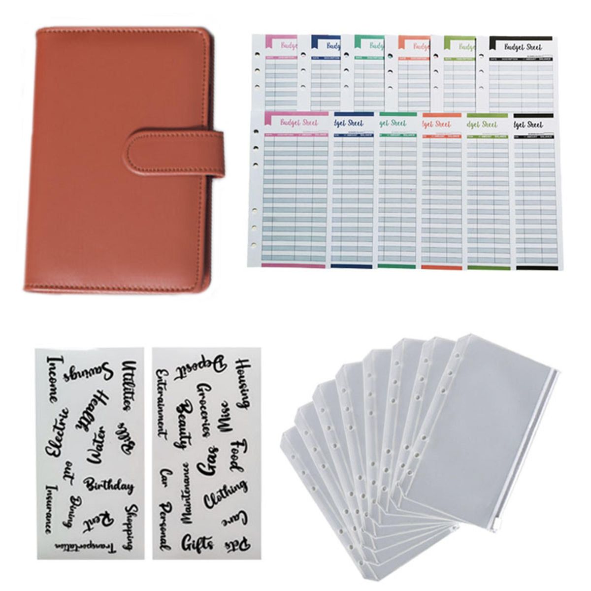 Notebook Binder Budget Binder 8 Binder Pockets For Budgeting Brown