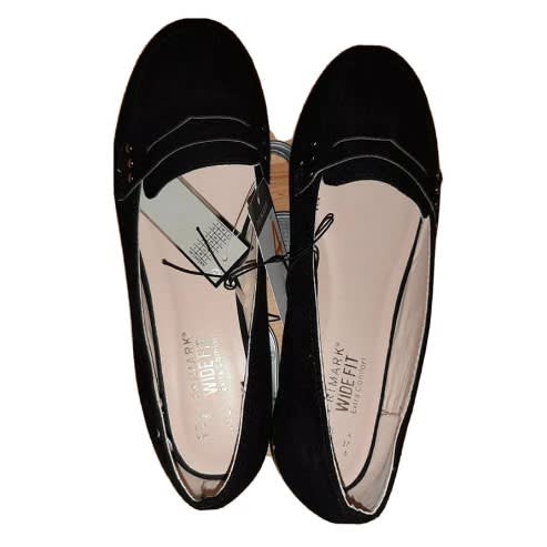 Ladies Bar Suedette Loafers -Black
